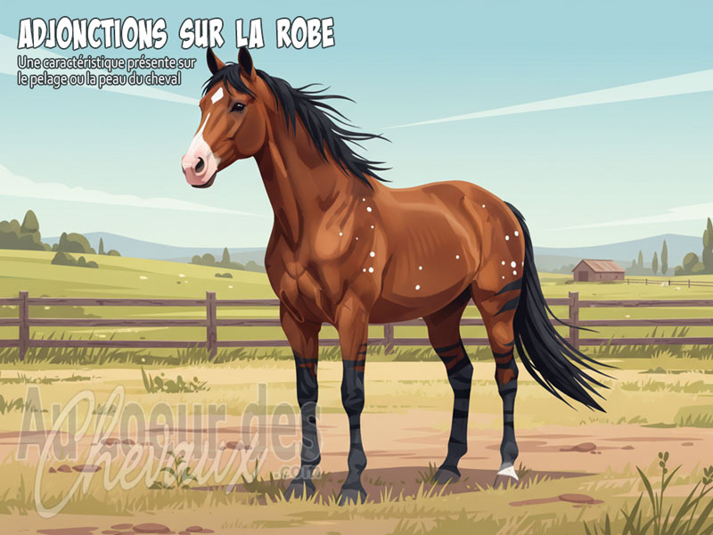 Un cheval avec des adjonctions sur la robe dans un paddock de d�tente