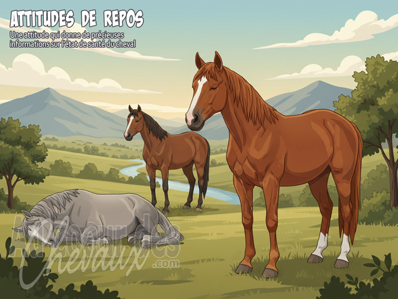 Des chevaux qui se reposent dans un milieu naturel
