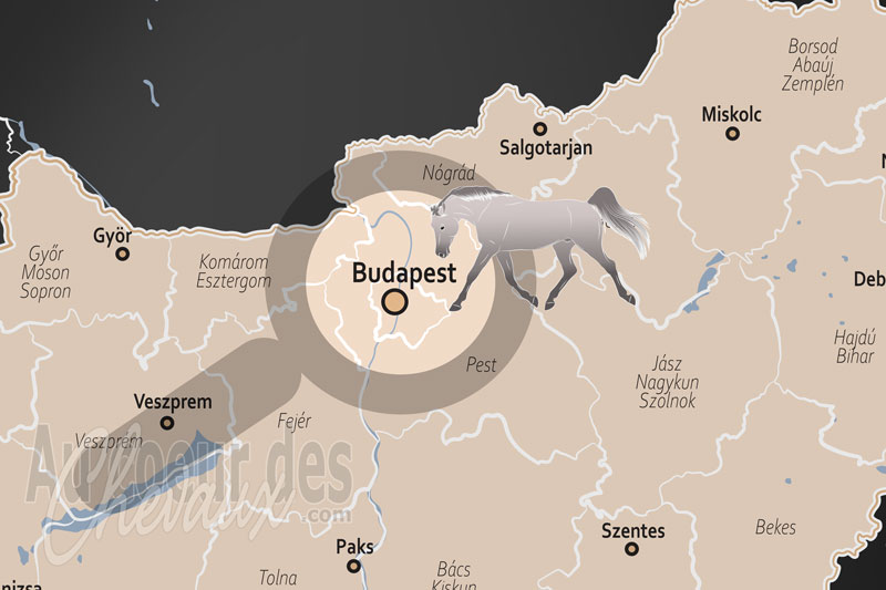 La localisation dans le pays de Budapest en Hongrie