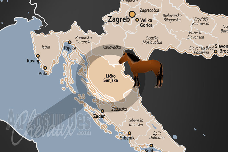 La localisation du Comitat de Lika Senj en Croatie