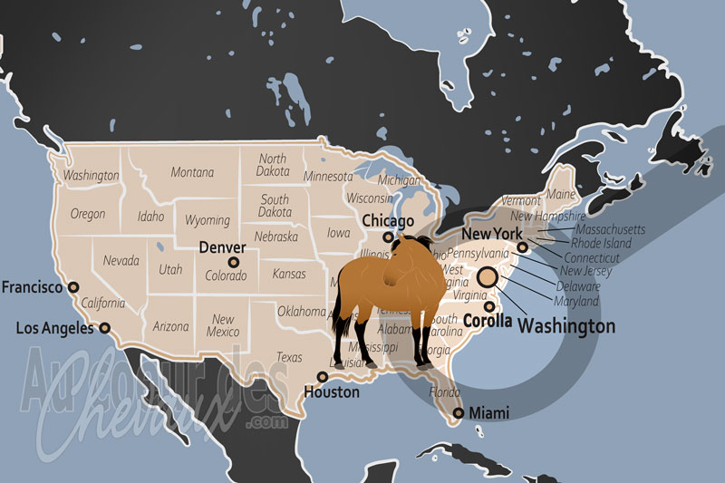 La localisation de Corolla aux �tats Unis