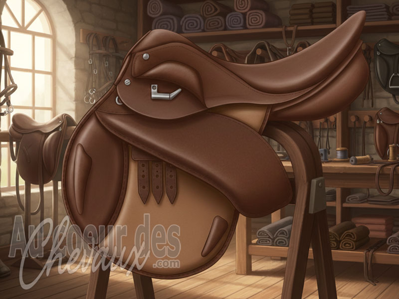 Le Couteau porte �trivi�re de la selle d'�quitation, architecture, s�curit� et influence sur l'�quilibre du cavalier