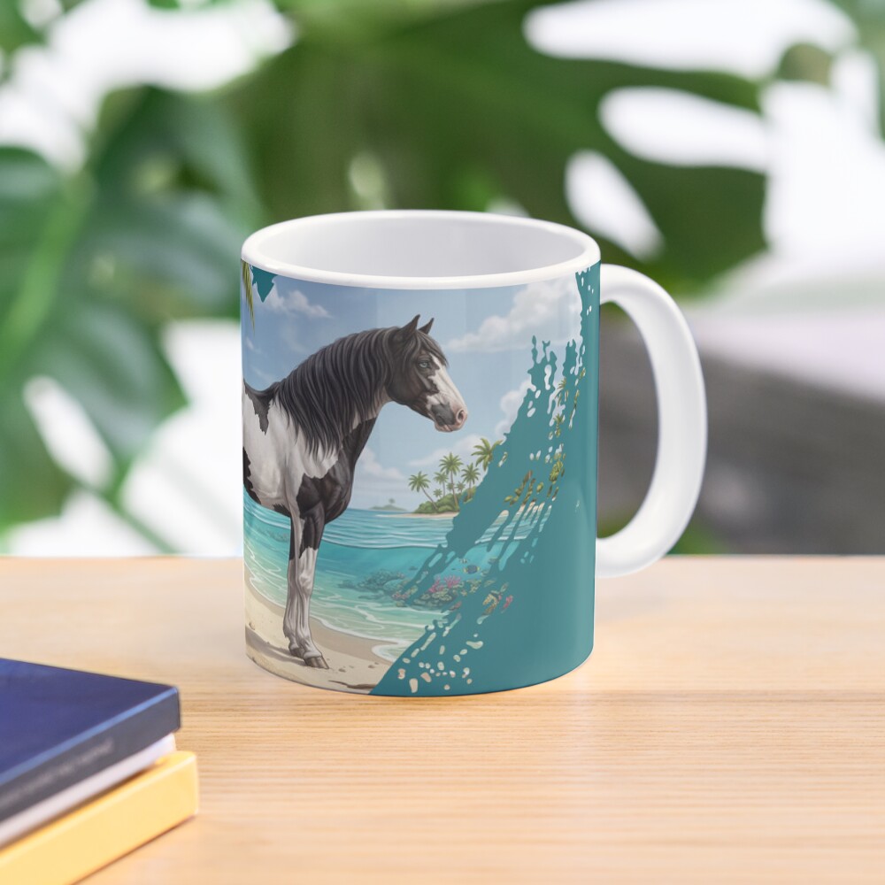 Un cheval Abaco Barbe, la plage et un coeur