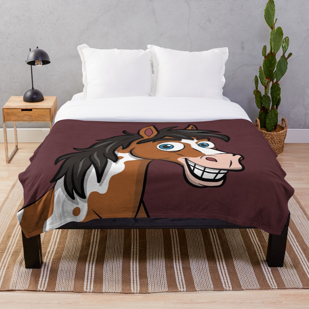 Un dessin cartoon d'un cheval Abaco Barbe qui sourit