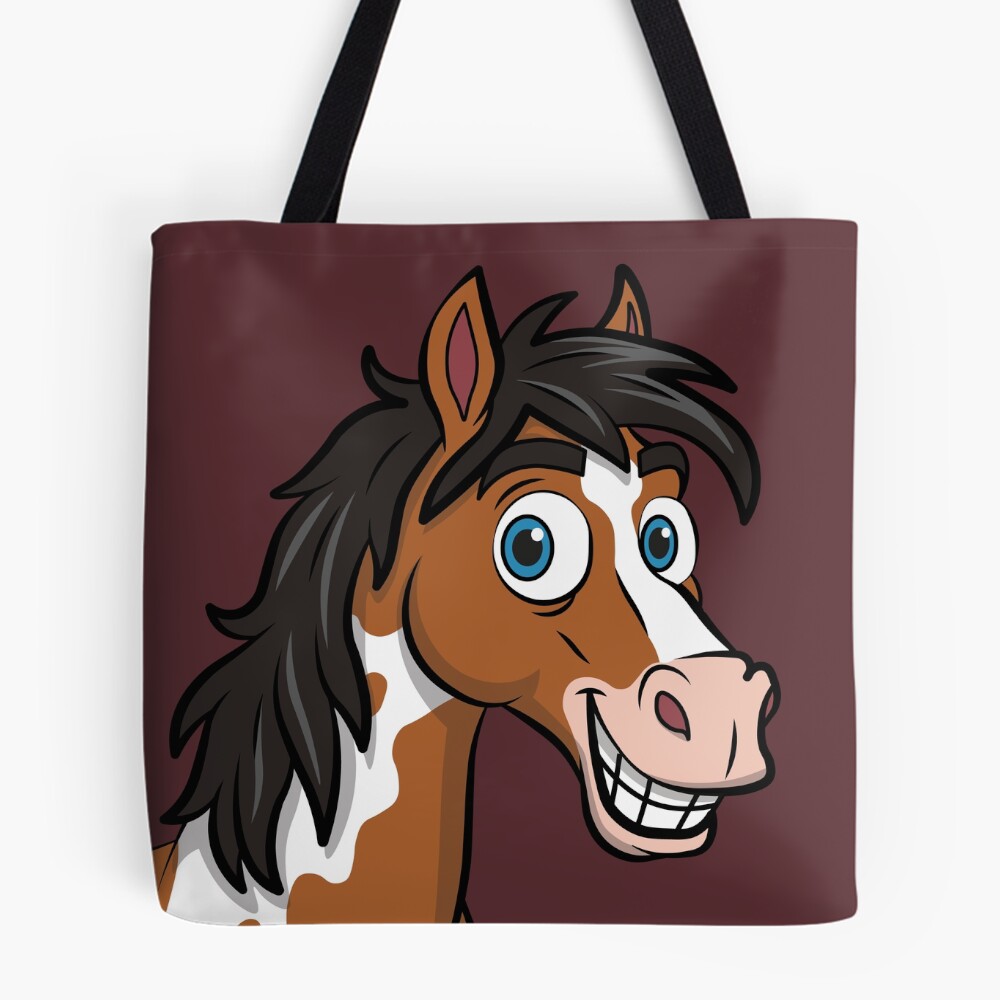 Un dessin cartoon d'un cheval Abaco Barbe qui sourit