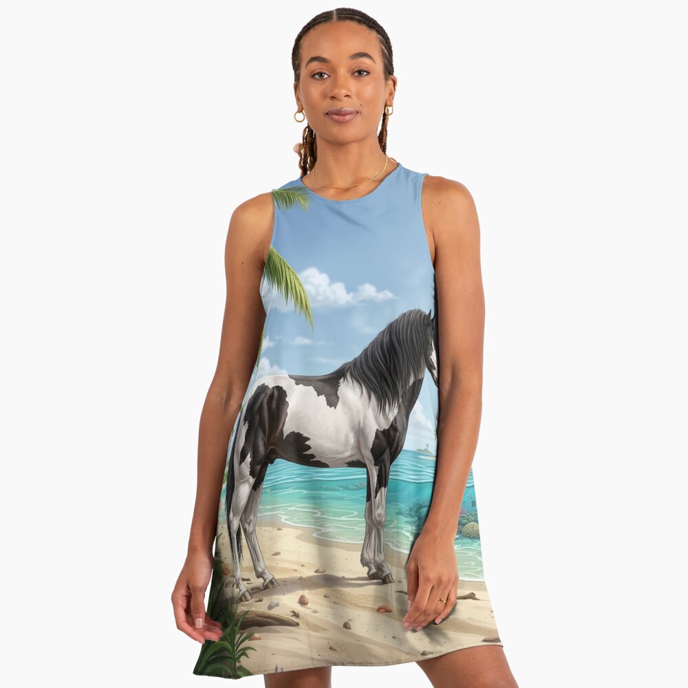 Un cheval Abaco Barbe et un paysage des Bahamas