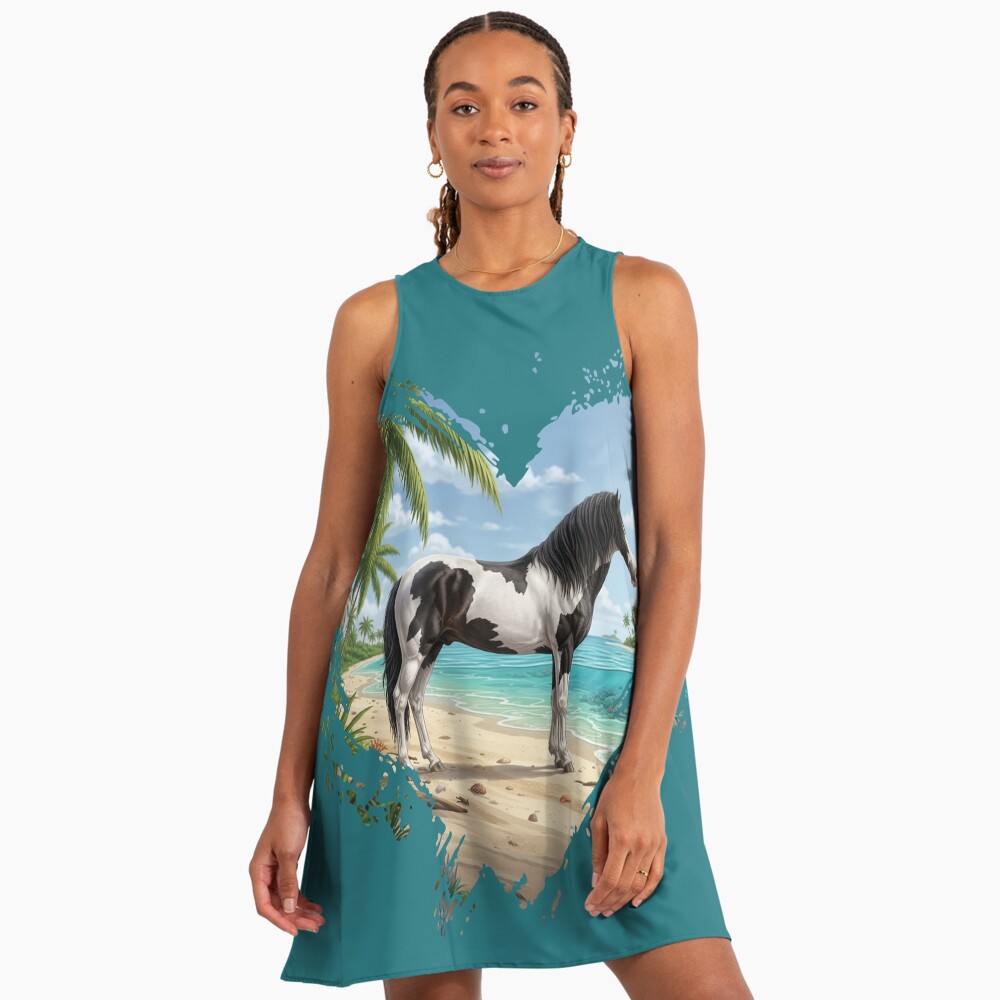 Un cheval Abaco Barbe, la plage et un coeur