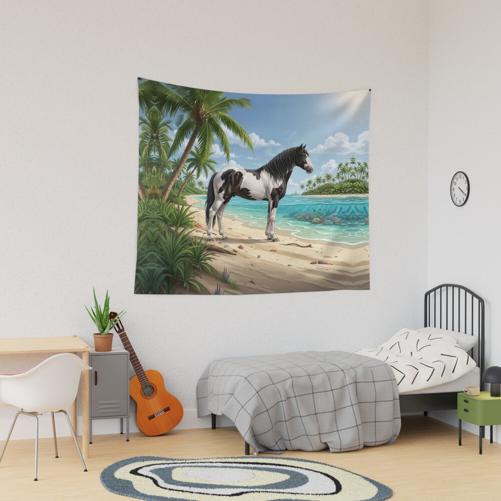 Un cheval Abaco Barbe et un paysage des Bahamas