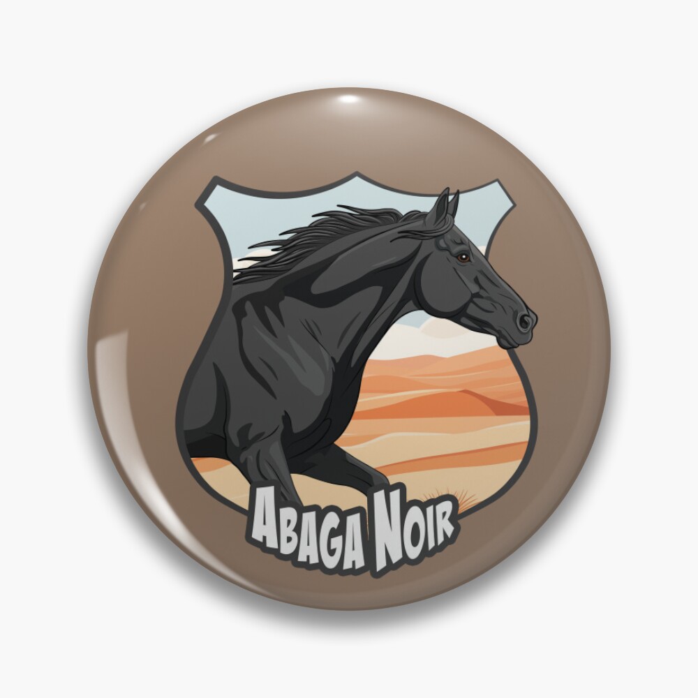 Un cheval Abaga au galop, un �cusson et un d�sert