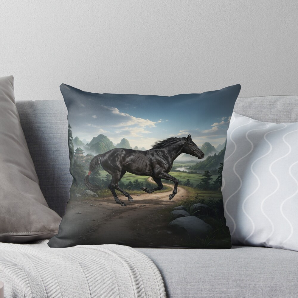 Le cheval Abaga et un paysage de Chine