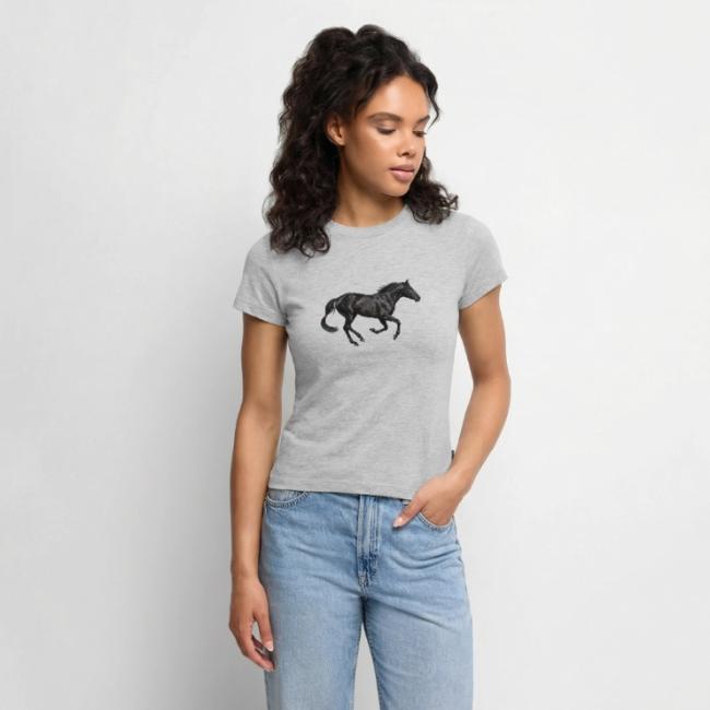 Un cheval Abaga noir au galop