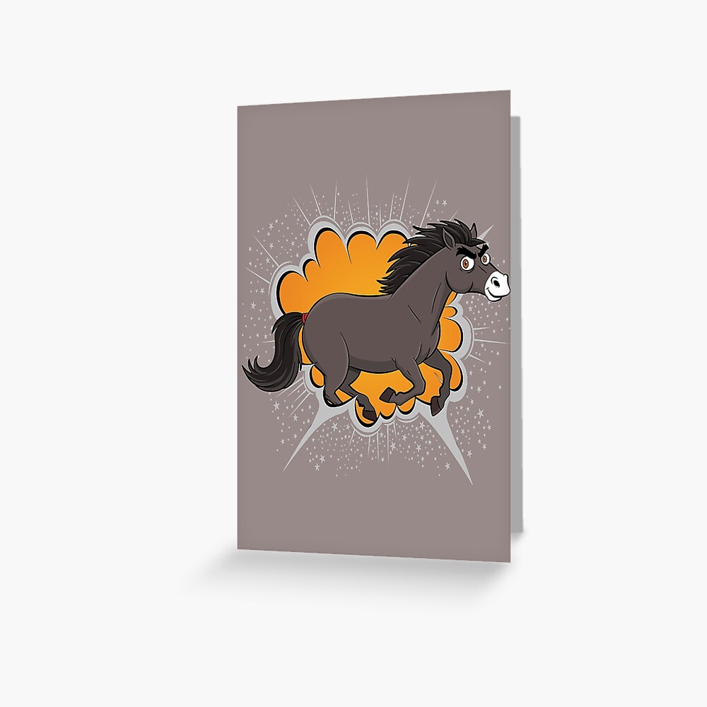 Une caricature cartoon d'un cheval Abaga au galop
