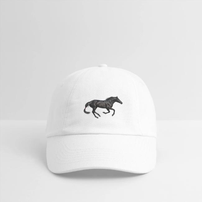 Un cheval Abaga noir au galop
