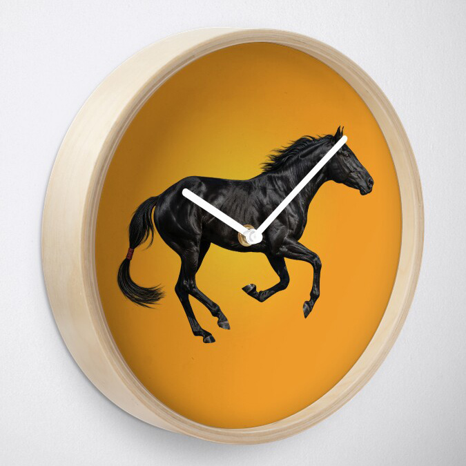 Un cheval Abaga noir au galop