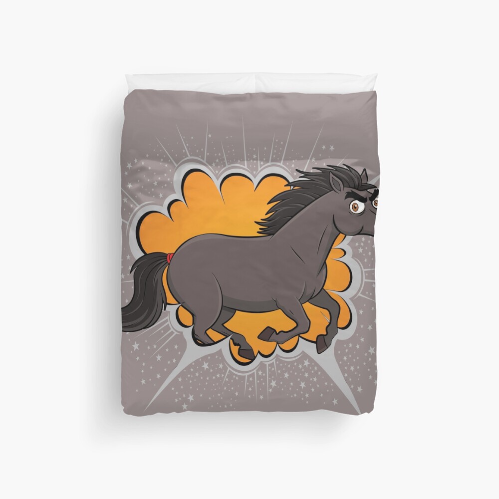 Une caricature cartoon d'un cheval Abaga au galop