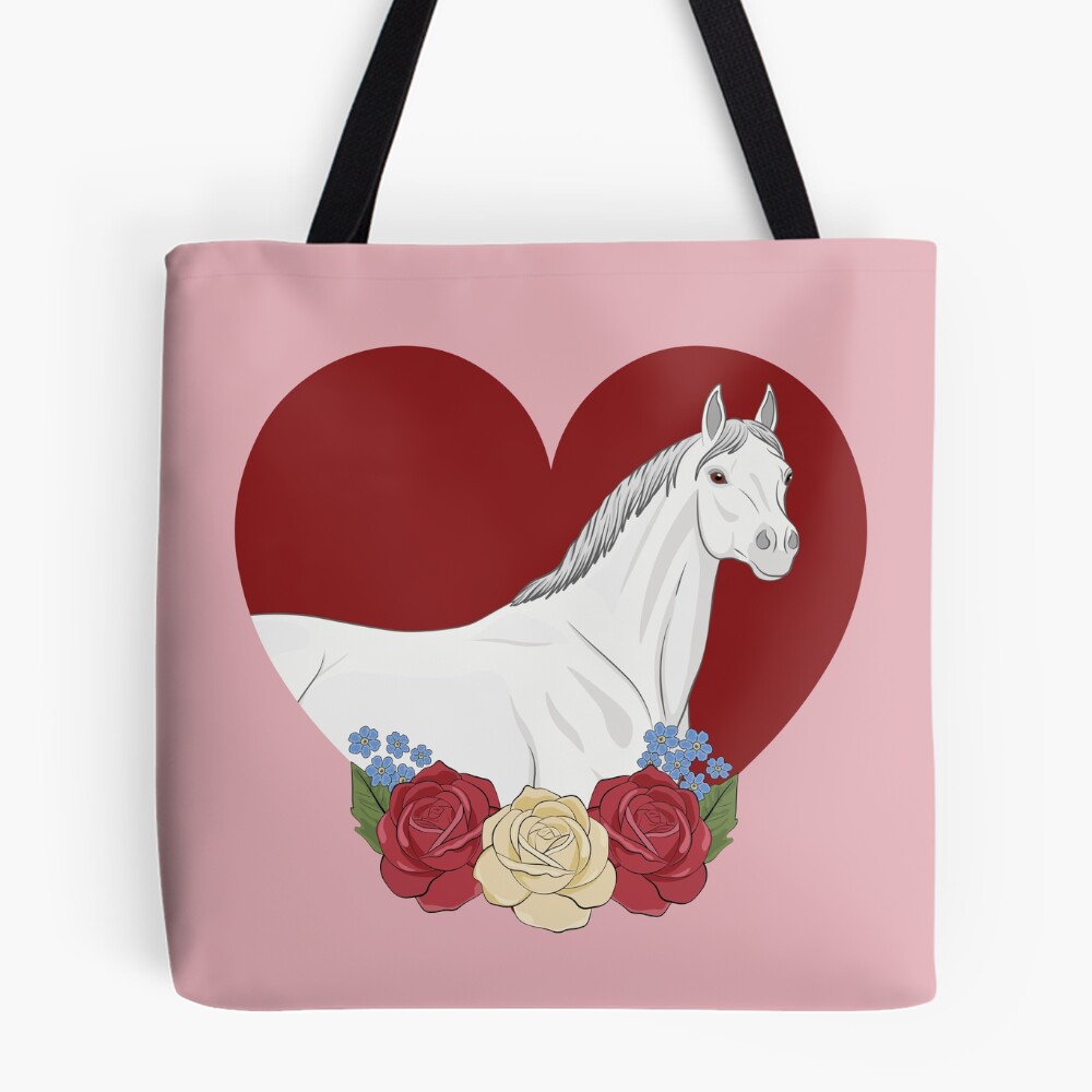 Un cheval Abbayan, des fleurs et un coeur rouge