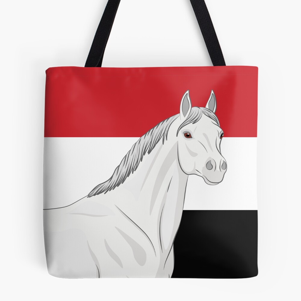 La t�te d'un cheval Abbayan et le drapeau du Y�men