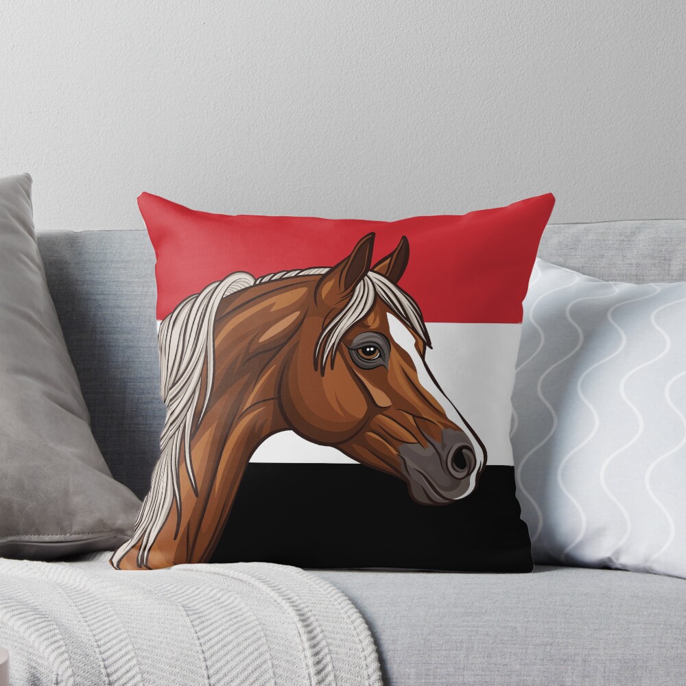 Un cheval Abou'Ourquob et le drapeau du Y�men