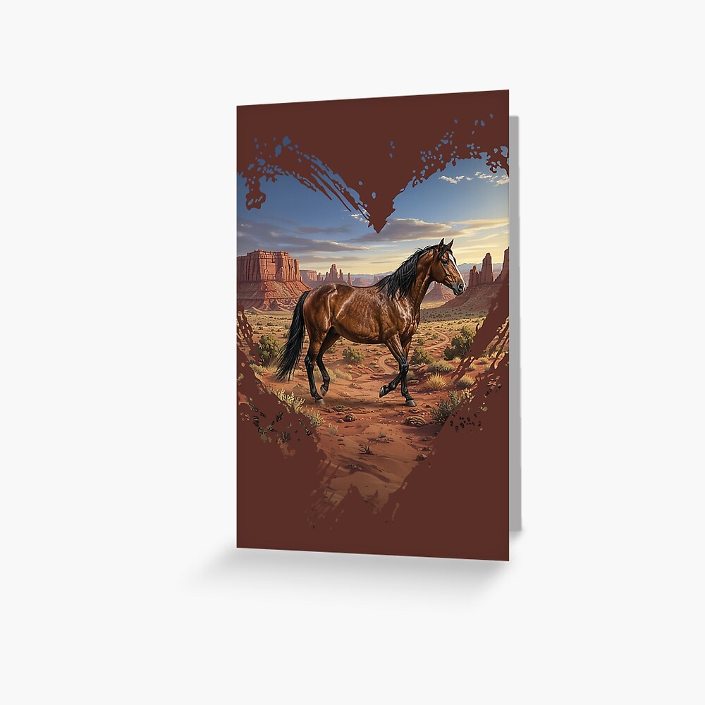 Un cheval Abstang, un coeur et un paysage des �tats Unis