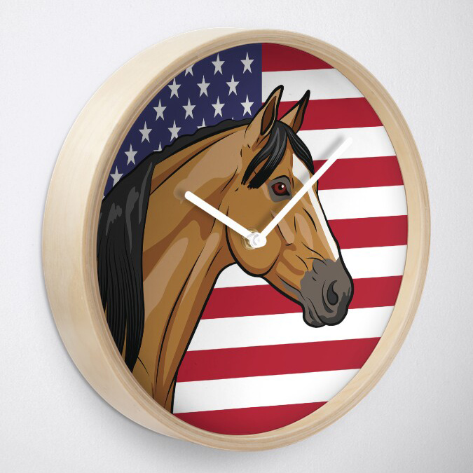 La t�te d'un cheval et le drapeaux des �tats Unis