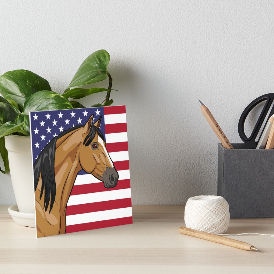 La t�te d'un cheval et le drapeaux des �tats Unis