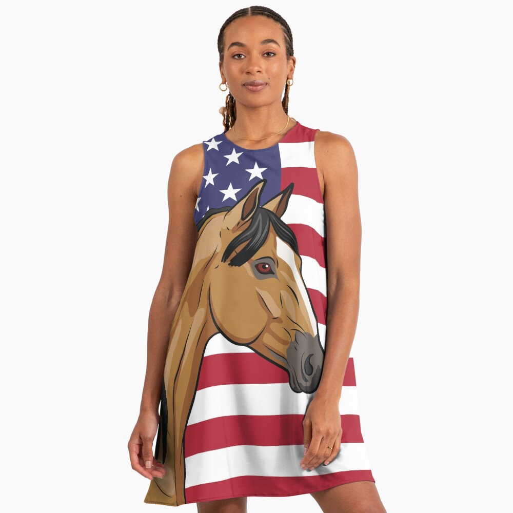 La t�te d'un cheval et le drapeaux des �tats Unis