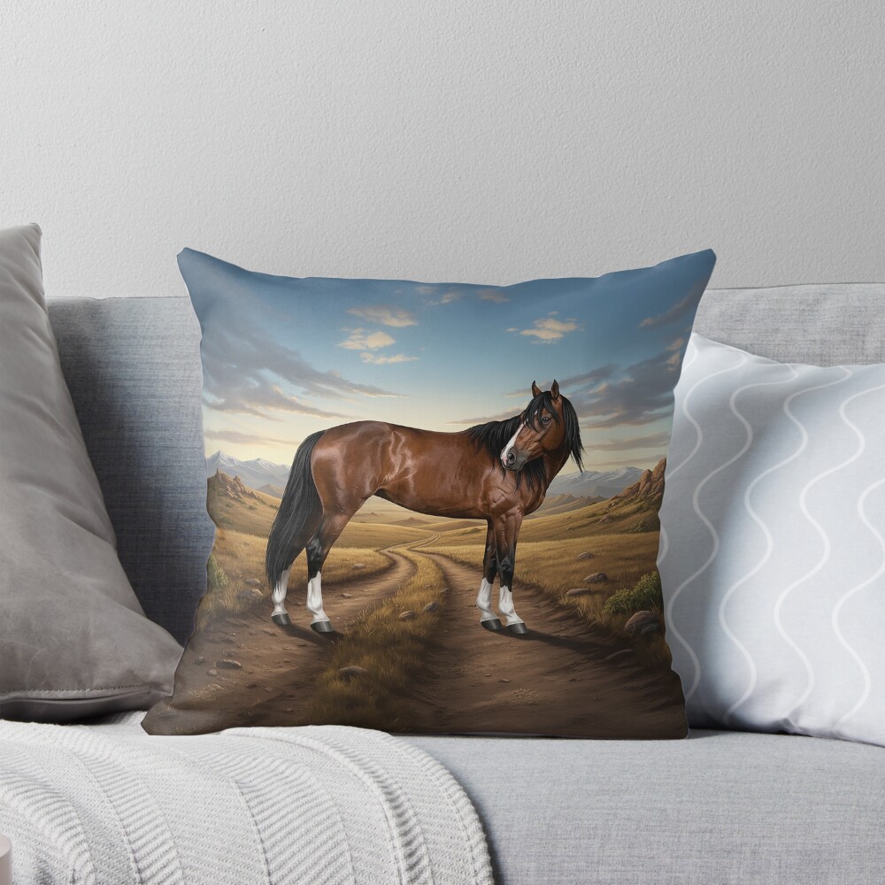 Le Cheval Adaev et un paysage du Kazakhstan