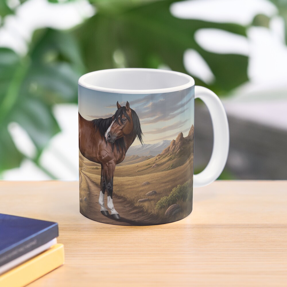 Le Cheval Adaev et un paysage du Kazakhstan