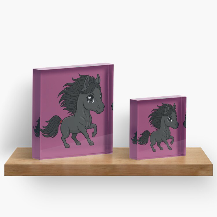 Un dessin de style chibi du cheval Abaga Noir