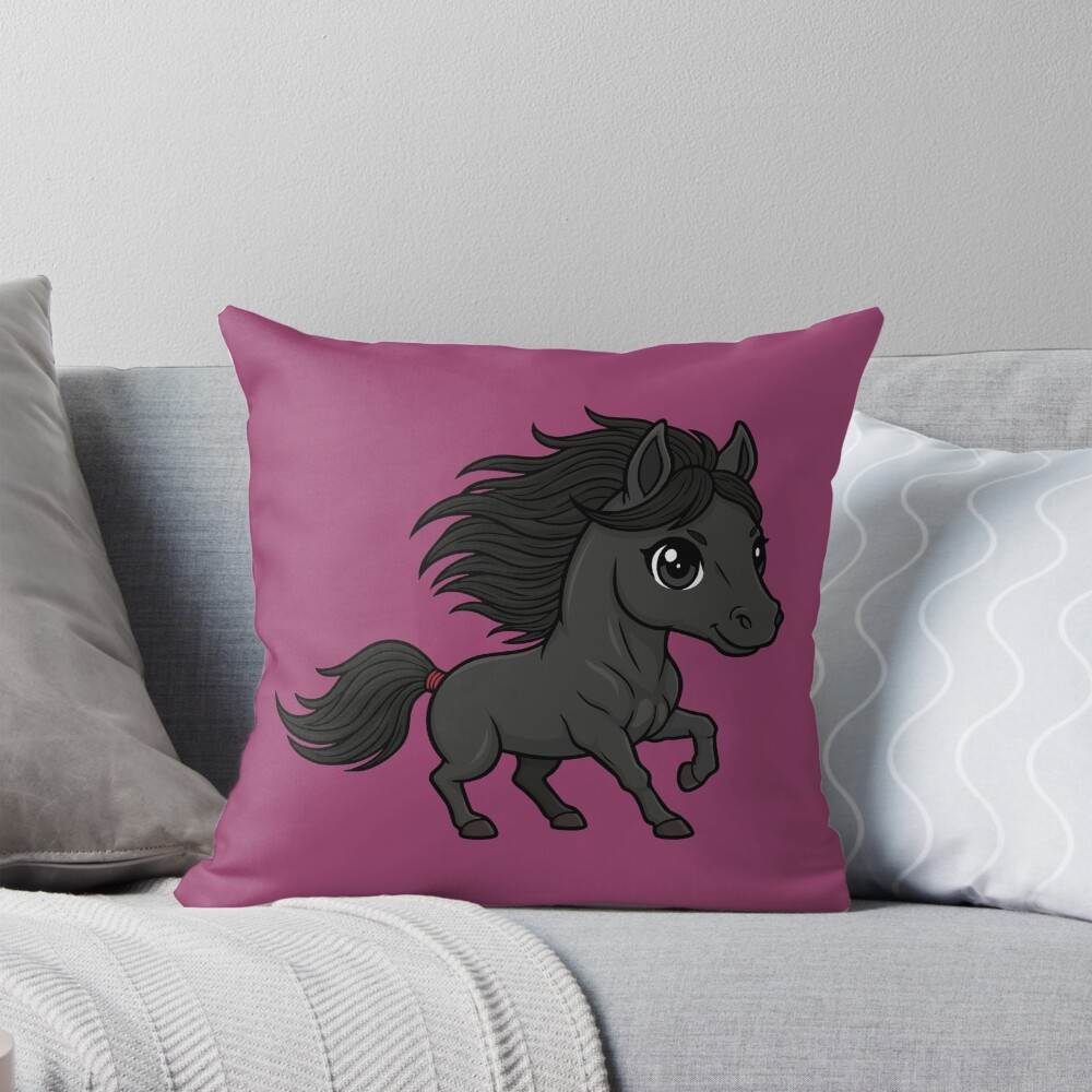 Un dessin de style chibi du cheval Abaga Noir