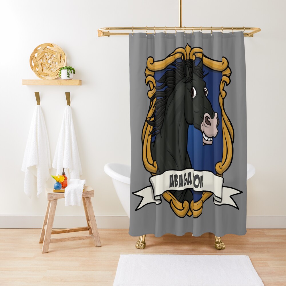La caricature du cheval Abaga Noir dans un blason