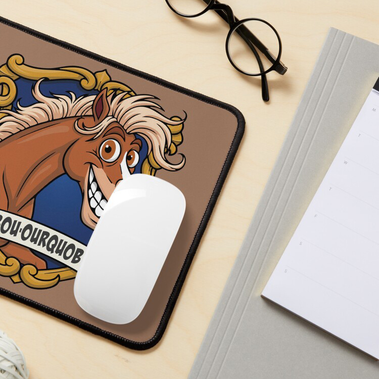 La caricature du cheval Arabe Abou'Ourquob dans un blason