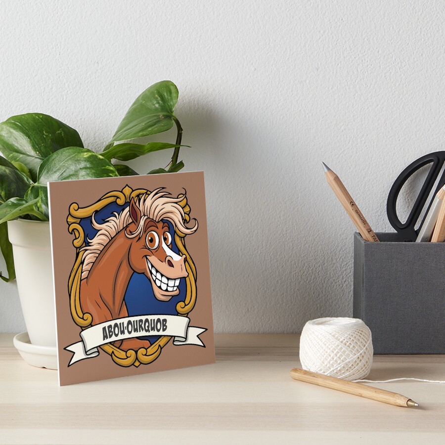 La caricature du cheval Arabe Abou'Ourquob dans un blason