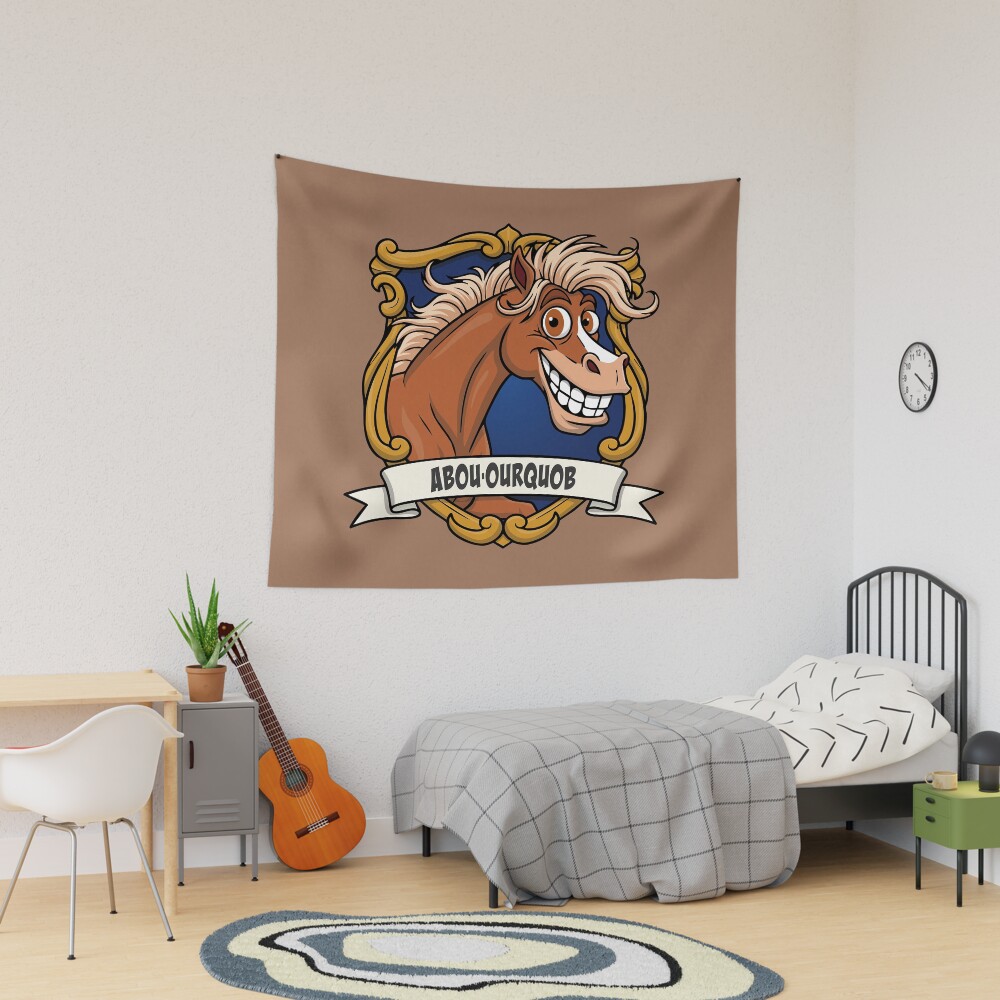 La caricature du cheval Arabe Abou'Ourquob dans un blason