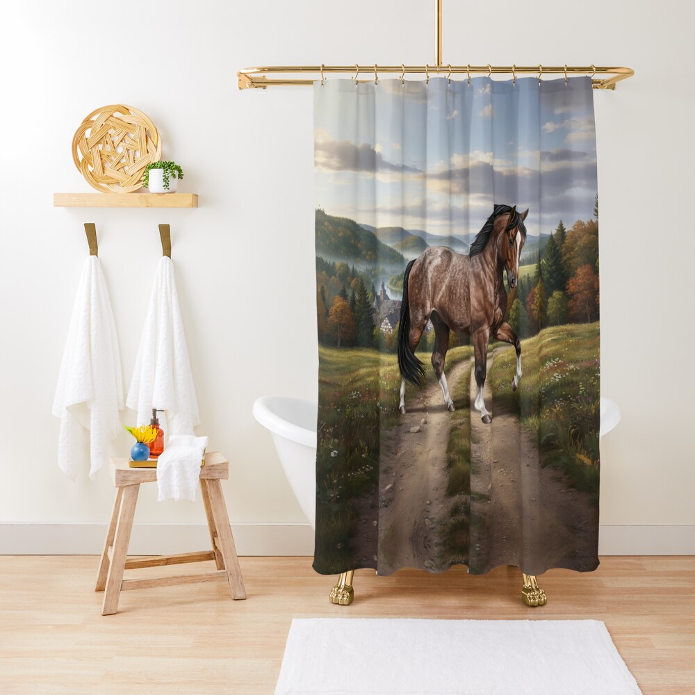 Le cheval Aegidienberger et un paysage de l'Allemagne