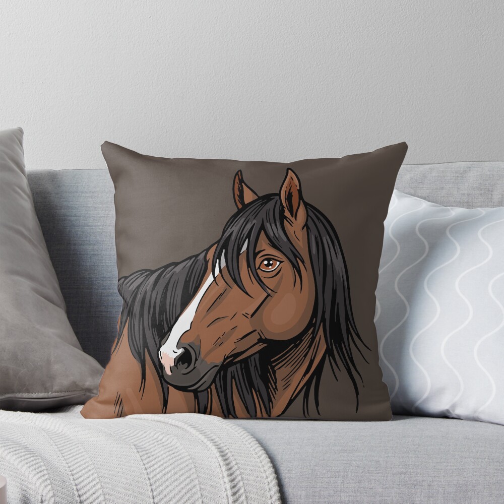 La t�te du Cheval Adaev avec une longue crini�re noire