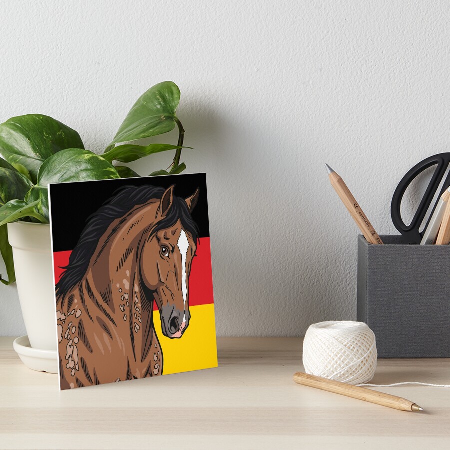 La t�te du Cheval Aegidienberger devant le drapeau de l'Allemagne