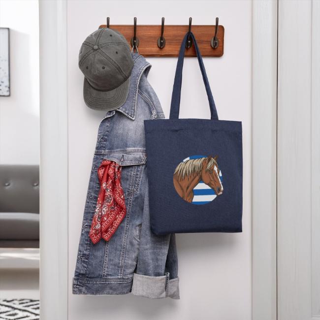 Le Cheval A�nos devant le drapeau de la Gr�ce