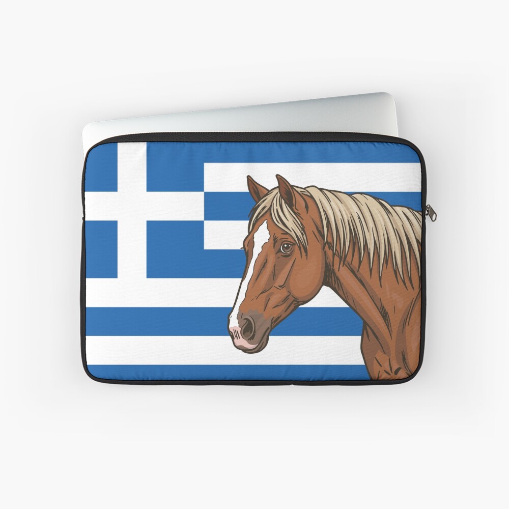 Le Cheval A�nos devant le drapeau de la Gr�ce