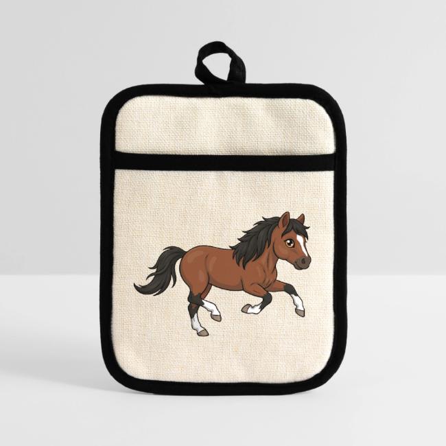 Un dessin de style chibi du Cheval Afghan
