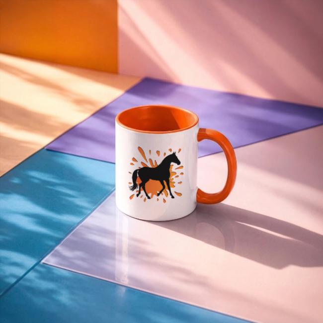 La silhouette du Cheval Akhal T�k� et une tache