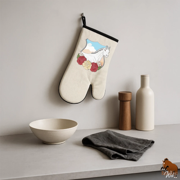 Le Cheval Abbayan sur un gant de cuisine