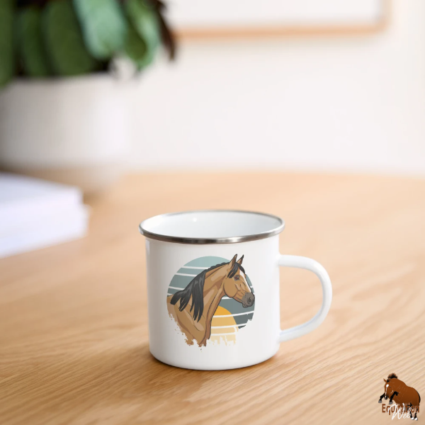 Le Cheval Abstang sur une tasse