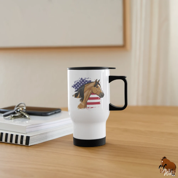 Le Cheval Abstang sur une tasse isotherme