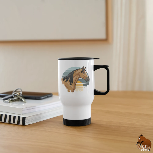 Le Cheval Abstang sur une tasse isotherme