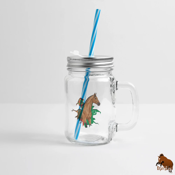 Le Cheval Akhal T�k� sur un bocal � boisson