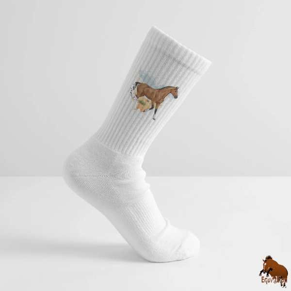 Le Cheval Akhal T�k� sur une paire de chaussettes