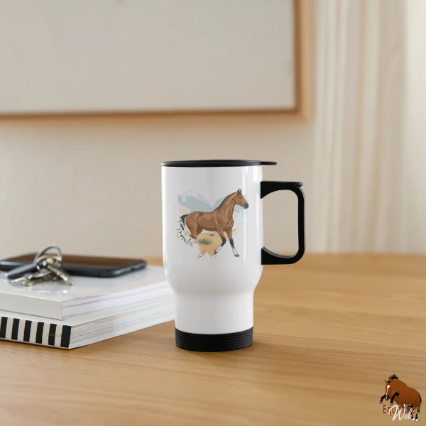 Le Cheval Akhal T�k� sur une tasse isotherme