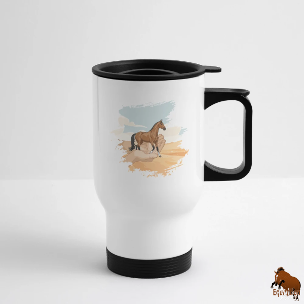 Le Cheval Akhal T�k� sur une tasse isotherme