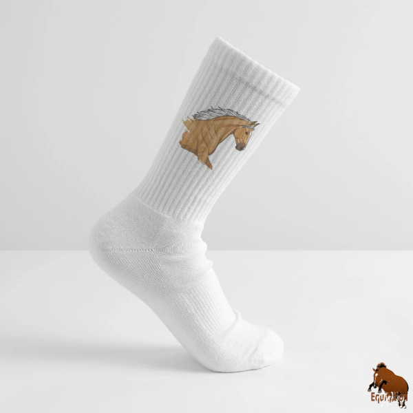 Le Cheval Demi Selle Am�ricain sur une paire de chaussettes